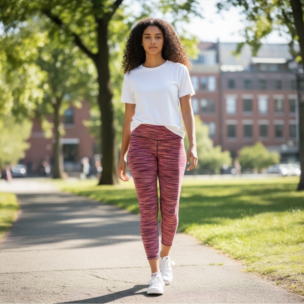 RBX Active High Waist Space Dye Leggings Multicolor Stripe Size L